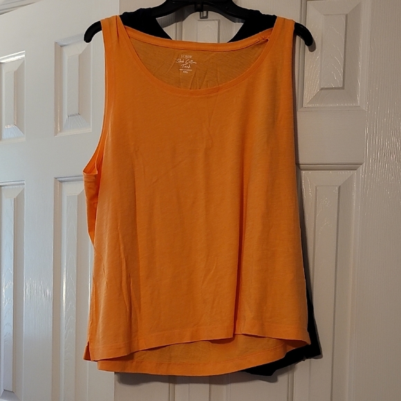 J. Crew Tops - 2 J. Crew Slub Cotton Tan Vibrant Orange And Navy New Without Tags